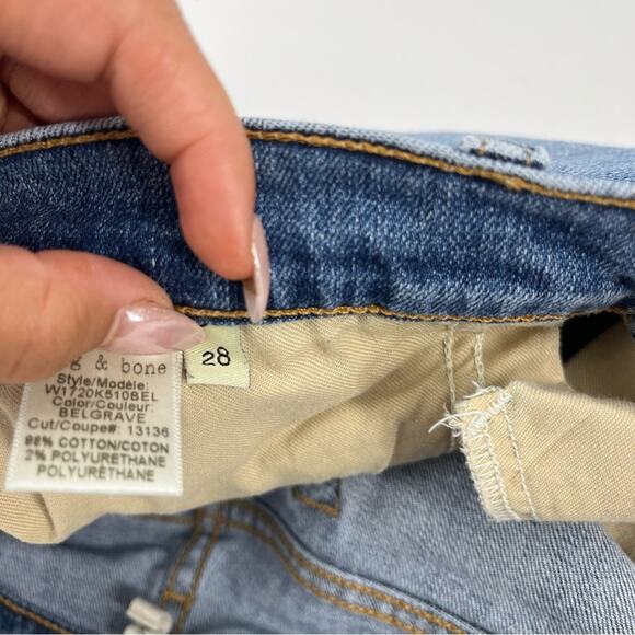 REVOLVE Rag & Bone Crop Straight Leg Raw Edge Jeans in Belgrave Wash Size 28 - Picture 11 of 12